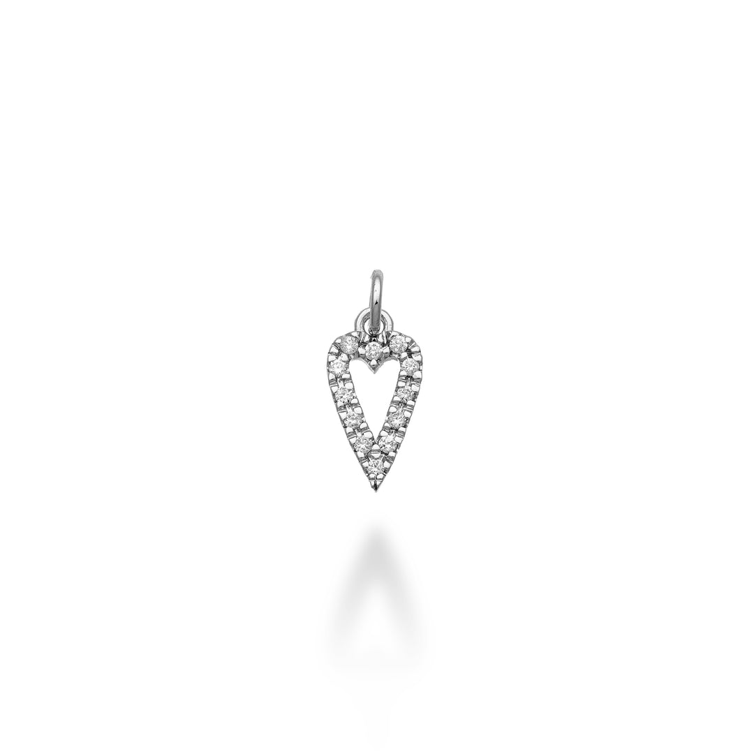 World Diamond Group lille aflangt hjertevedhæng 18k 0,06 ct hvidguld GPEN214DIO4