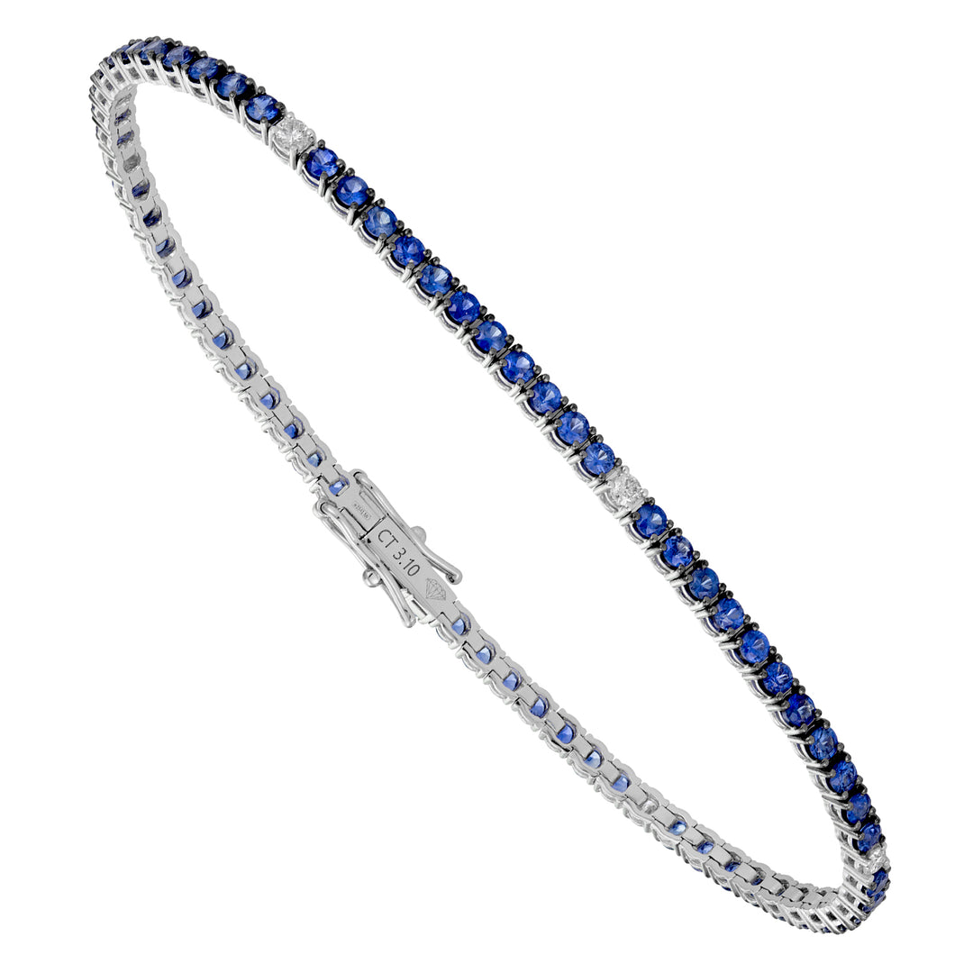 Pulseira de tênis World Diamond Group com safiras e diamantes especiais BTF001ZBDI4-18285110022
