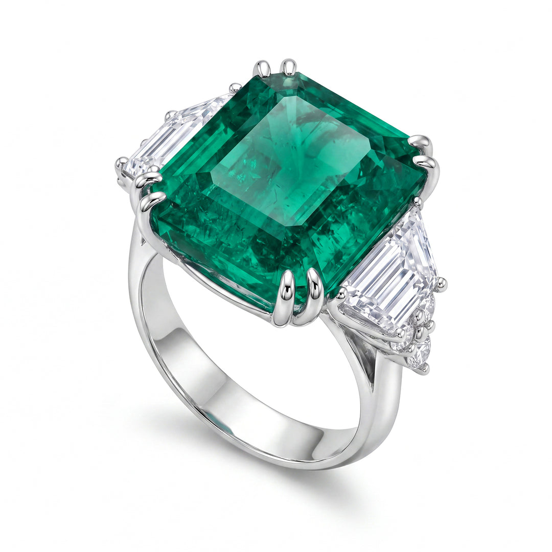 Achteckiger Smaragdring der World Diamond Group 11,32 ct 15x12 APU095WDISM-16208110029