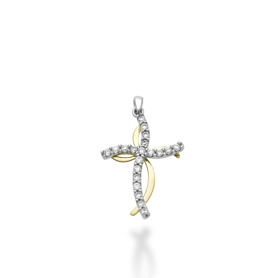 Nihama pe 18k 0,18 ct krzyż z białego/żółtego złota 1,9 cm NP5012O7BR018