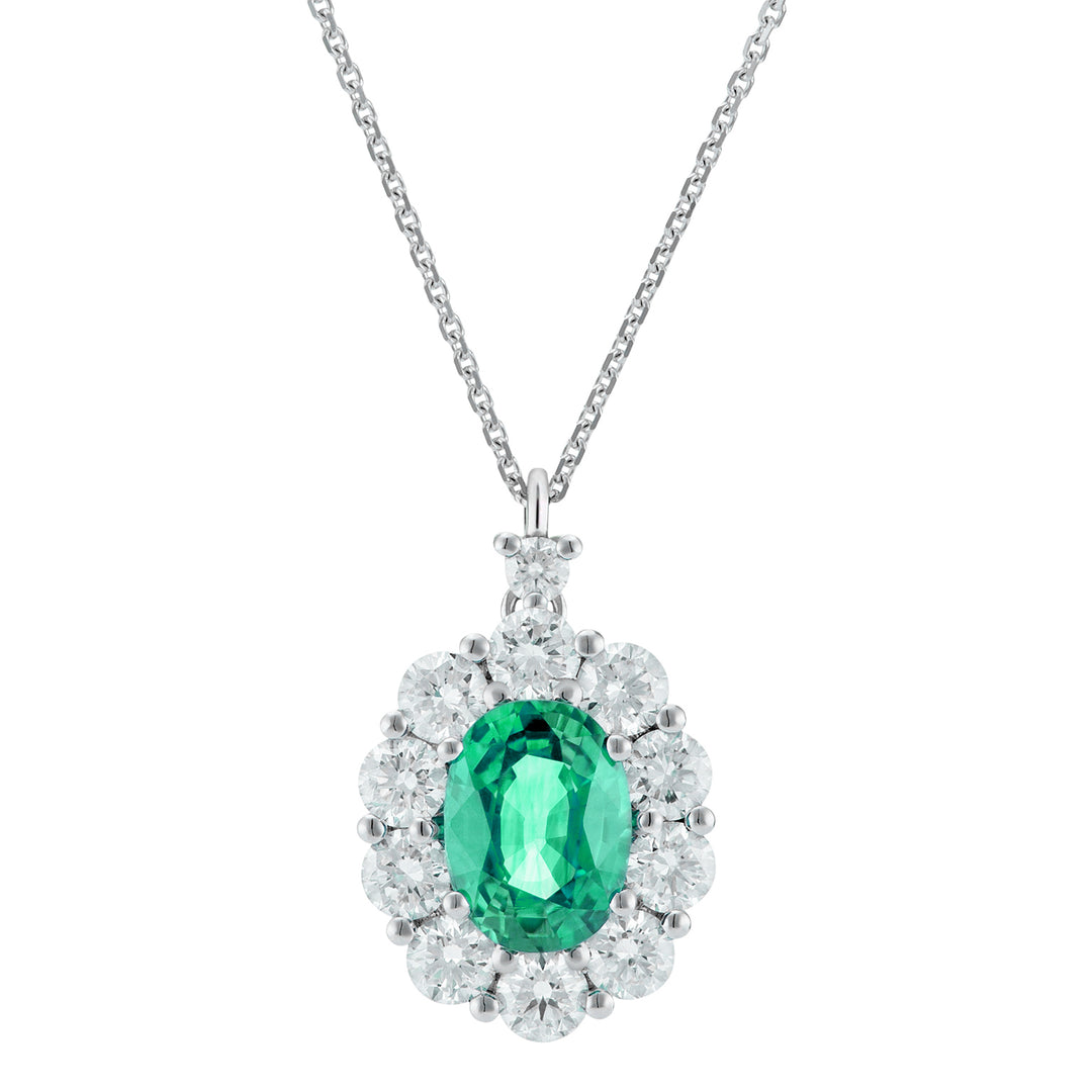 Golay oválný smaragdový náhrdelník 8x6 a diamantový obrys PCL044DISM1-22034110055