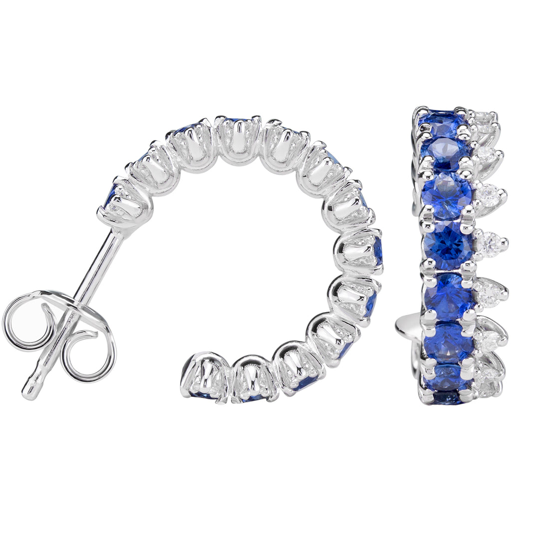 Brincos de coroa Golay com safiras azuis e diamantes 2,89 ct ODG016ZBDI-17291110010