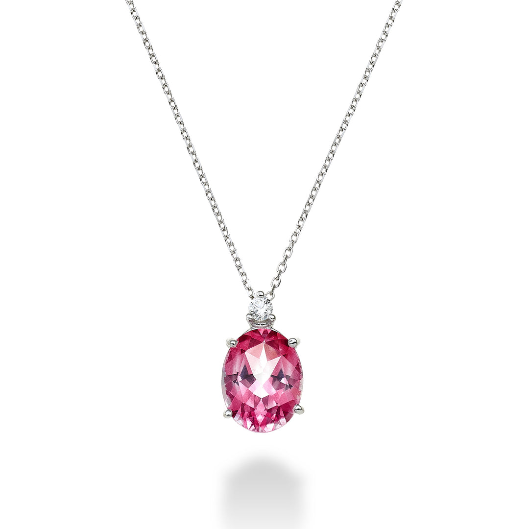 Nihama cl 18k oválný růžový topaz 7x9 ct.2,10 pr. ct.0,04 ND5110O4TPPK