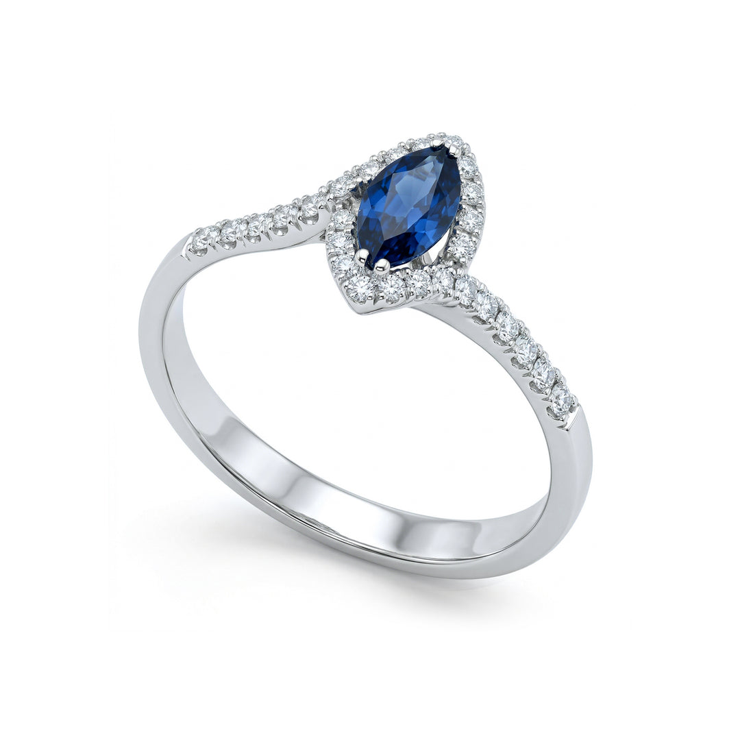 Golay marquise safírový prsten 7x3 s obrysem ACLC029WDIZB-22167110095