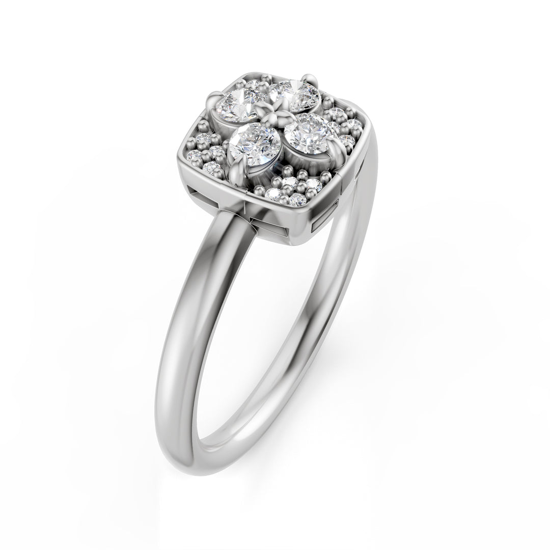 Inel mic cu flori pavate cu diamante albe Golay AMPFI01DI74PB-23314110048