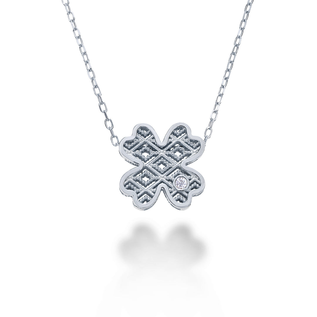 Mikiko cl 18k hvidguld kløver diam. 0,01 ct MDQUADRO4