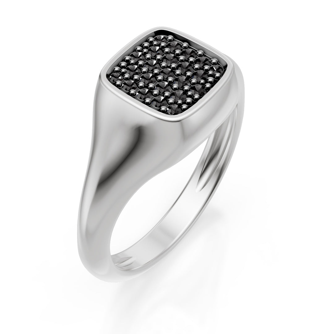 World Diamond Group neliön pinky sormus koko 10, d.musta valkokulta ACH003BKB