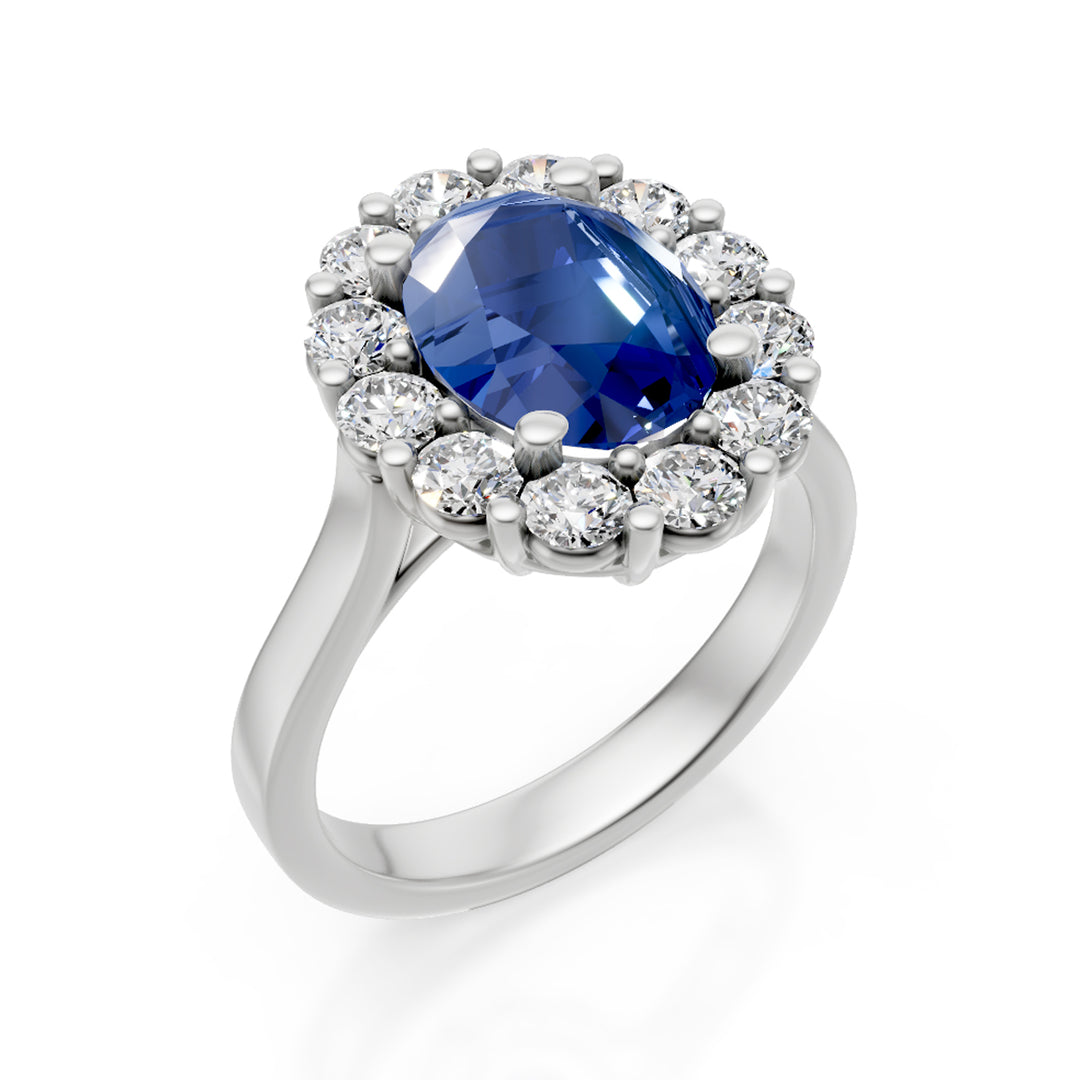 Golay sapphire ring ov 9x7 and margh contour. 12 stones ACLC451DZB97-26076110132