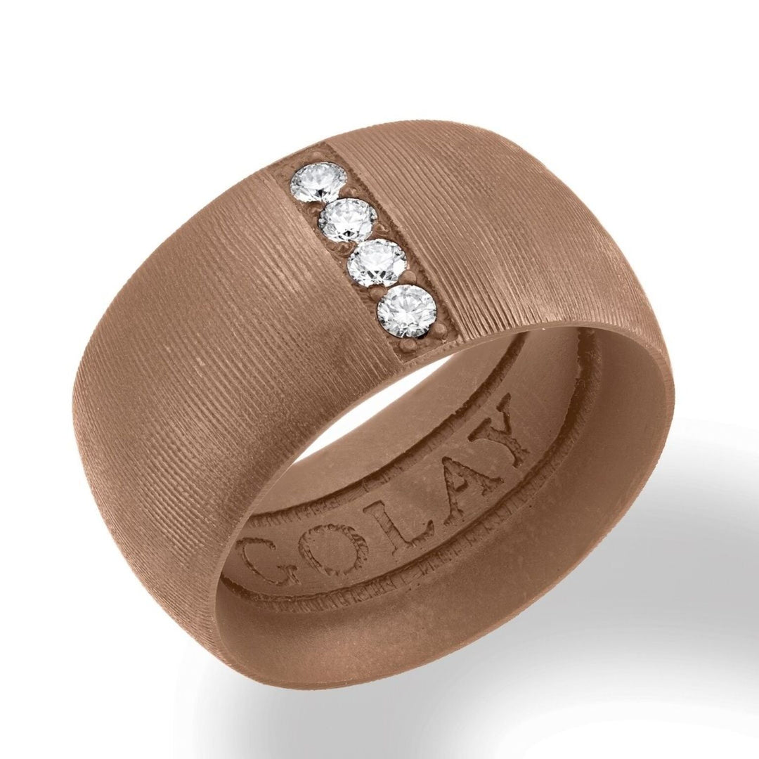 Golay båndring i brun titanium tekstur, størrelse 14, med indvendig fjeder for reduktion GAN028DIMATX-14