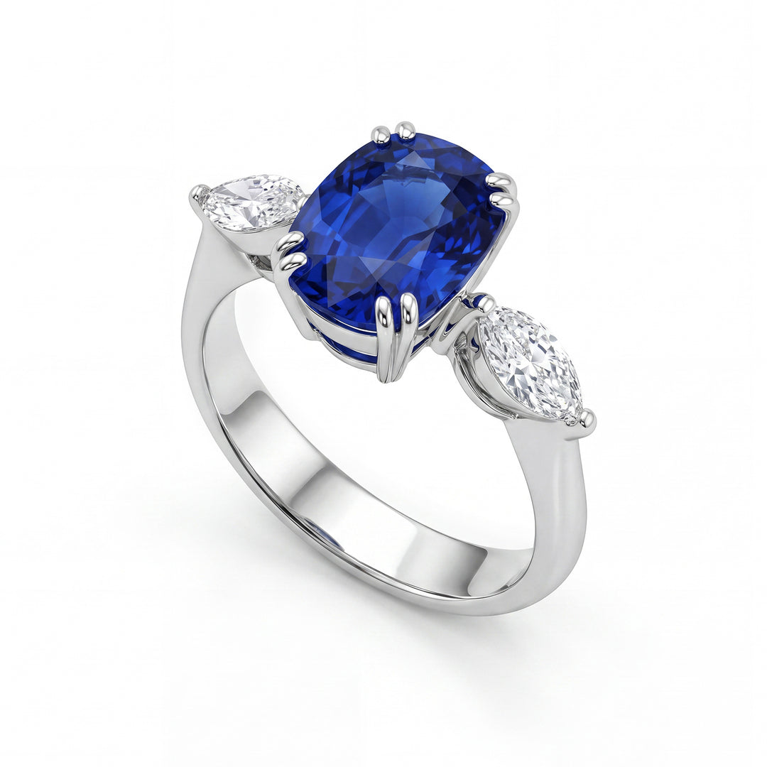 Inel cu safir World Diamond Group 3,10 ct și marchiză APU098WDIZB-16218110001