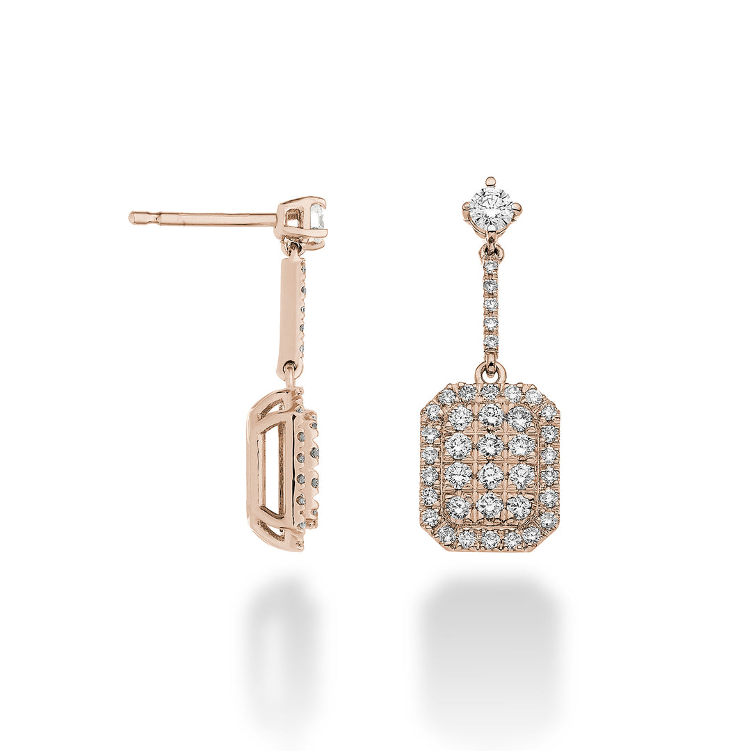 Golay octag and bar multi-stone örhängen. roséguld OMPC001DIR-23080110016