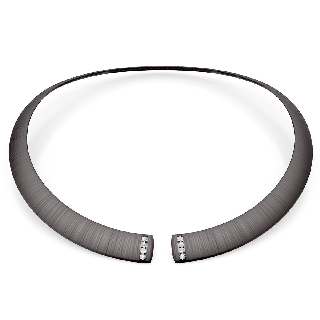 Golay choker i svart titanstruktur och diamanter på öppningen, medium GD012DINETX