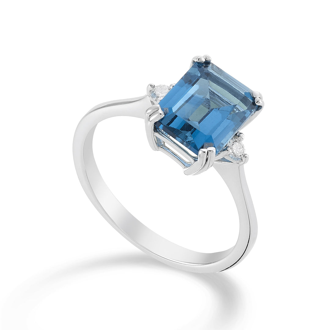 Mikiko an 18k topazio blu london ottagonale 7x9 ct.2,65 diam. ct.0,08 MACL090DITPBL4O4