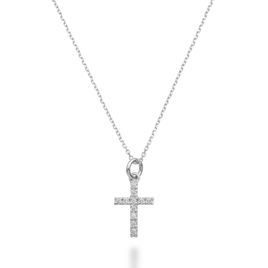 Colier World Diamond Group Cruce din aur alb 18k diam. ct.0,05 GCROCE05CLO4