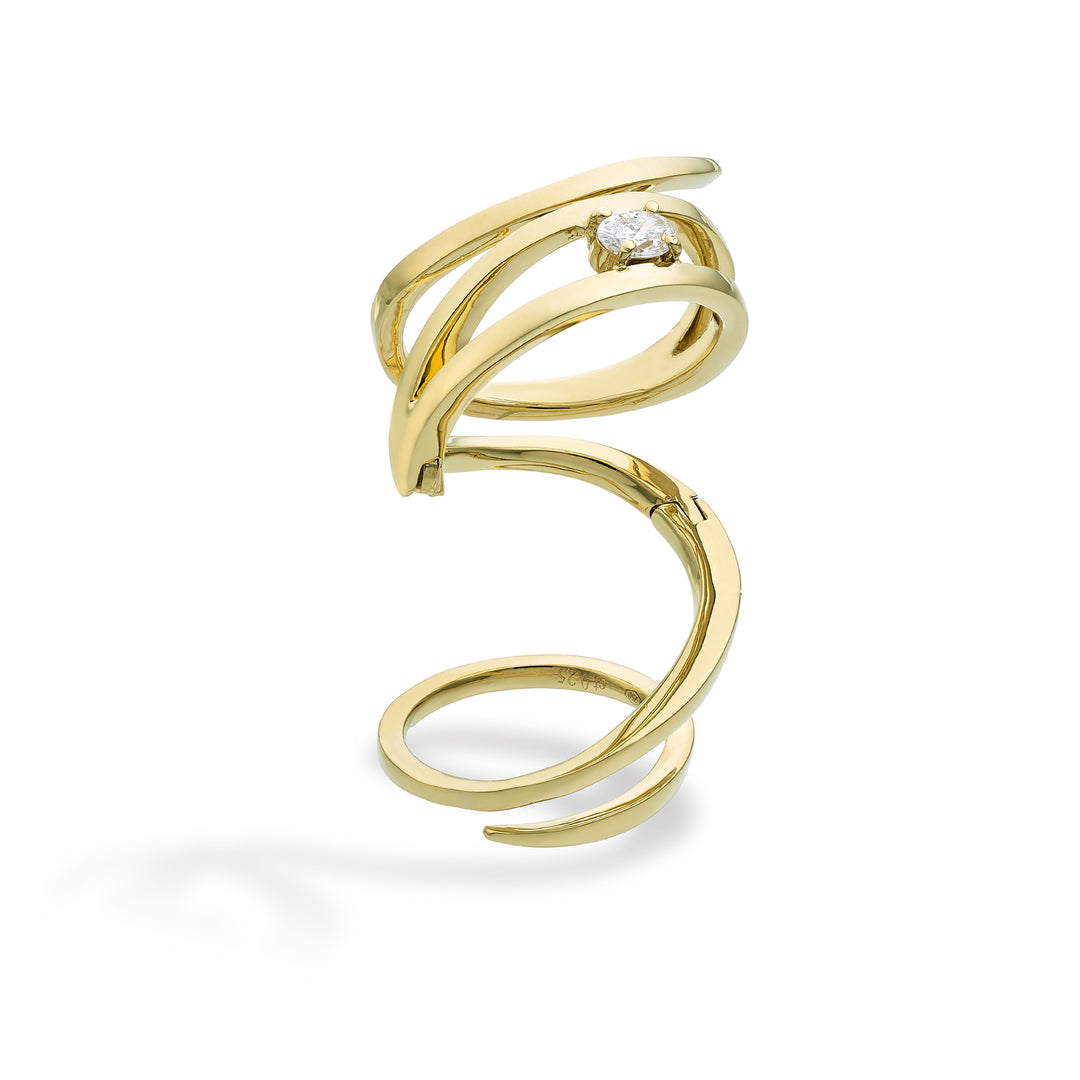 Golay hadí prsten s jedním oválným diamantem, žlutý ASNAKE12DG-25318110216