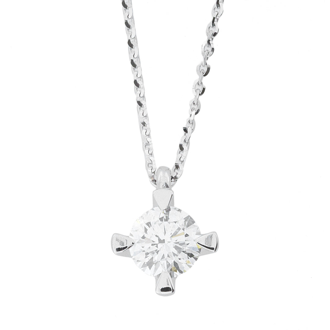 Colar de ponto de luz World Diamond Group 4 pontas triangulares, platina PL001WDIPT-25237110019