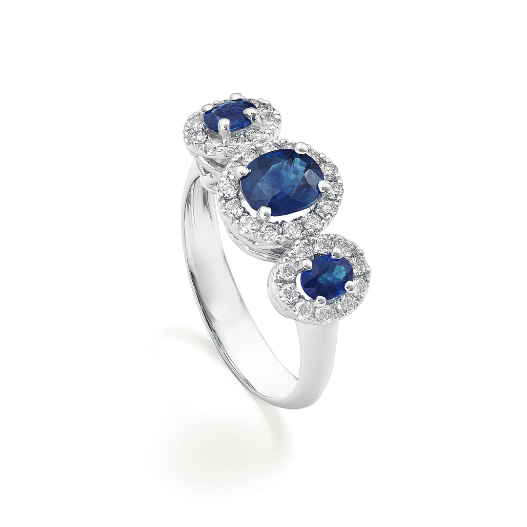 Inel trilogie cu safir Golay 4x3 cenți 6x5 cont. diamante ACL3123DIZB56-24030110110