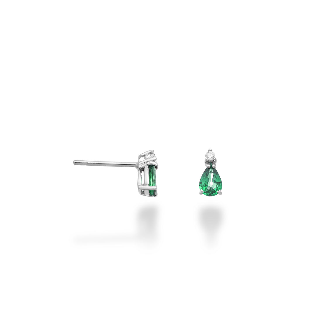 Mikiko ή 18k emerald drop 6x4 και διαμάντι MO5170O4BE