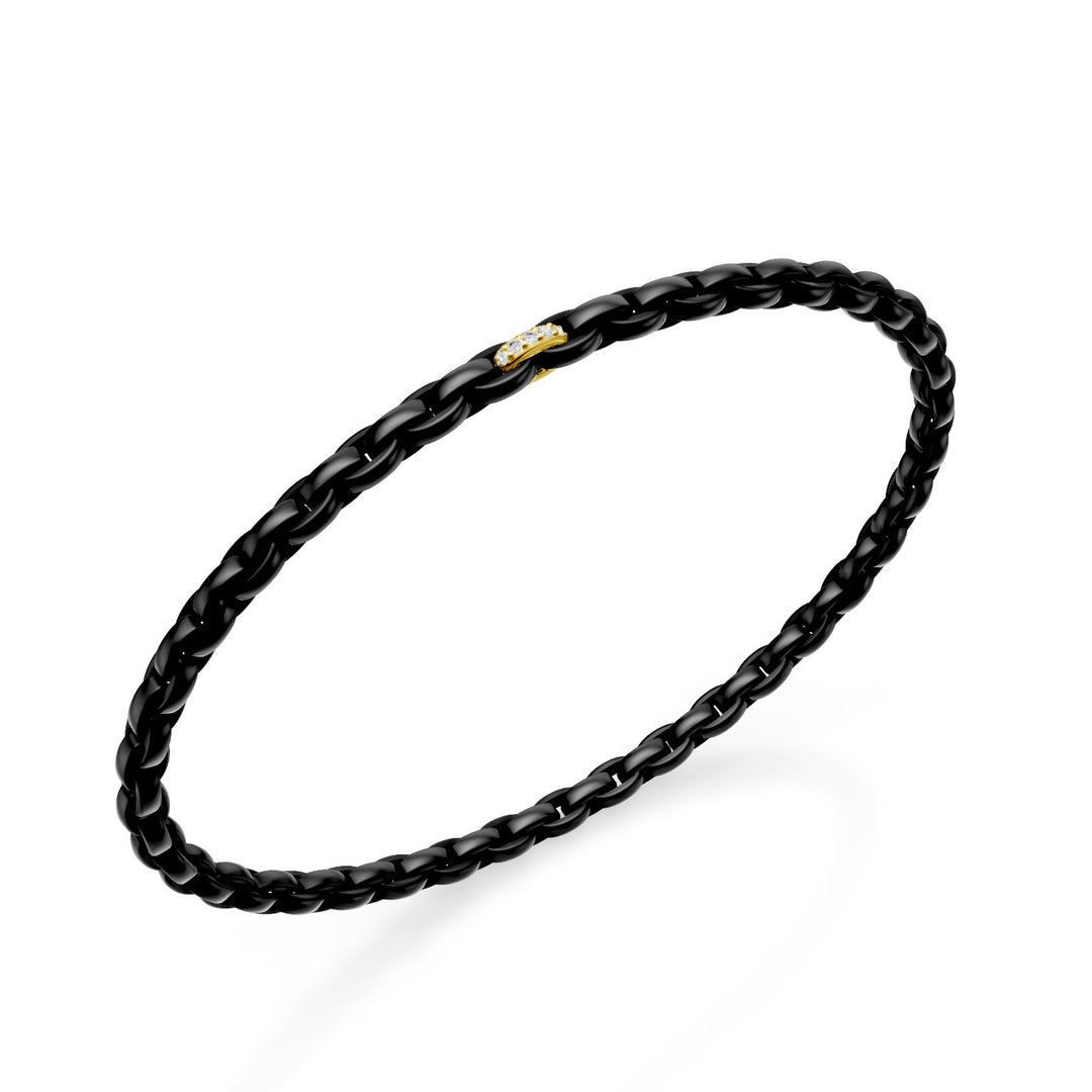 Golay sort titanium armbånd, med 18 karat gult guld element sat med hvide diamanter, ovalt led, 17 cm GBR034E1O1DINE-170