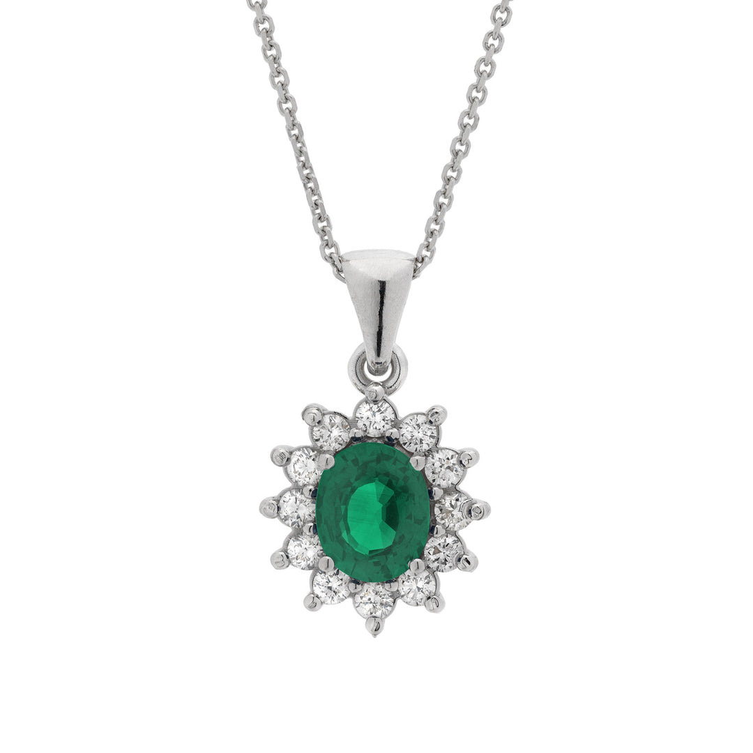 Collier Golay avec pendentif émeraude ovale 6x5 et diamants PCL019WDISM-22158110167
