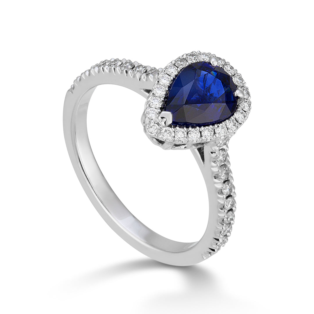 Golay diamond and sapphire ring 6x8 teardrop ACLC085DIZB-21167110021