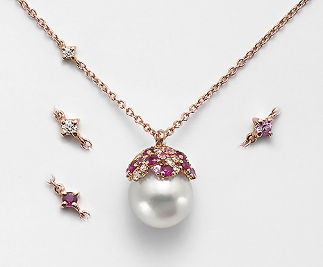 Nihama cl 18k ak 8/8.5 ct.0.10 zaff. pinkki 0,18 ct rubiinit 0,18 ct ND0981O3ABBI080