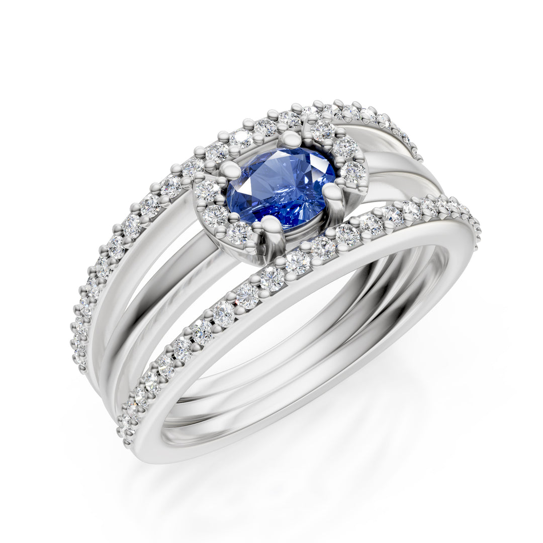 Anillo golay dos hileras pavé&