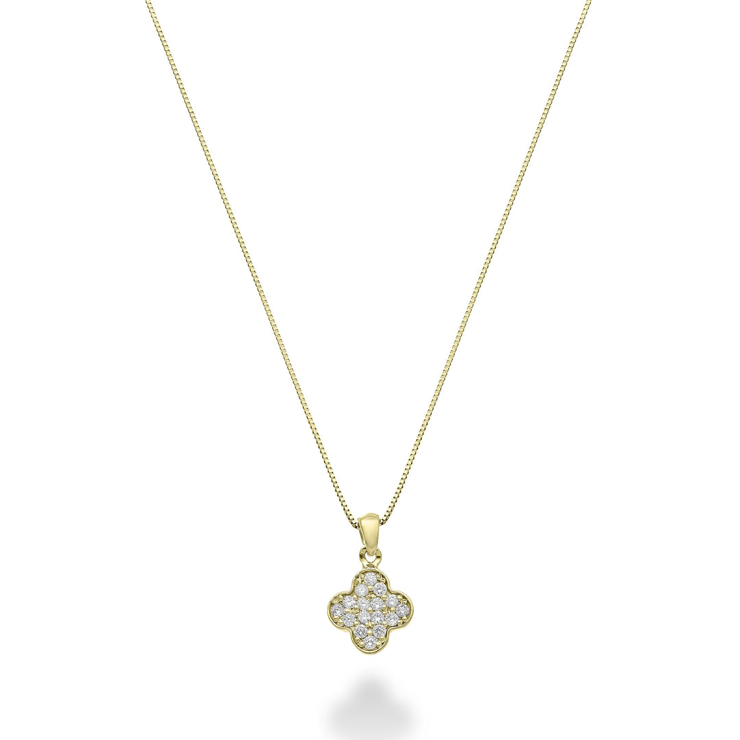 Nihama cl 18 karat firkløver drejet 0,06 ct gult guld ND5163O1BR006B