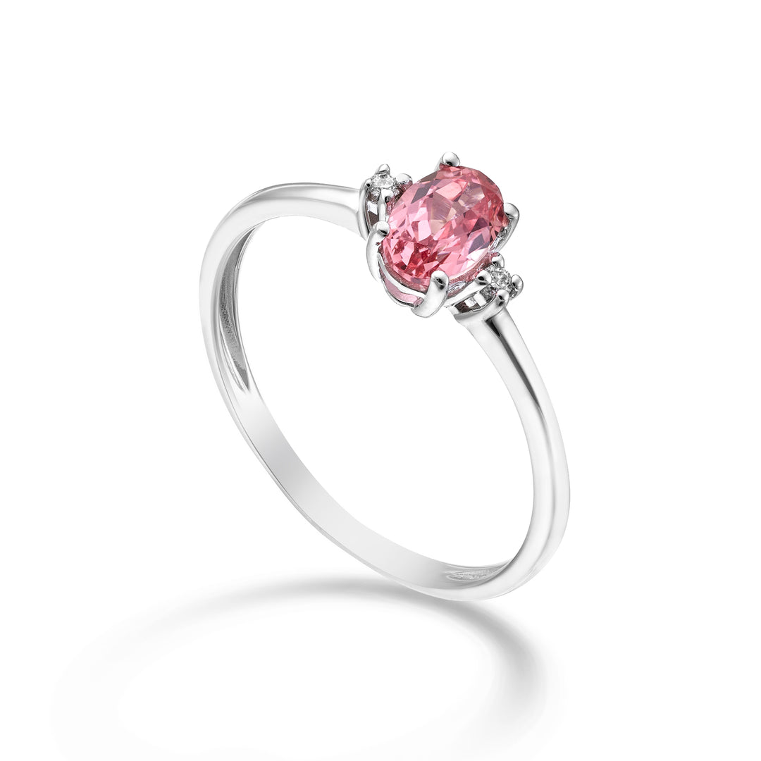 Mikiko un saphir rose ovale 18 carats 6x4 ct.0,60 diam. ct.0,02 MA5072O4ZFRP