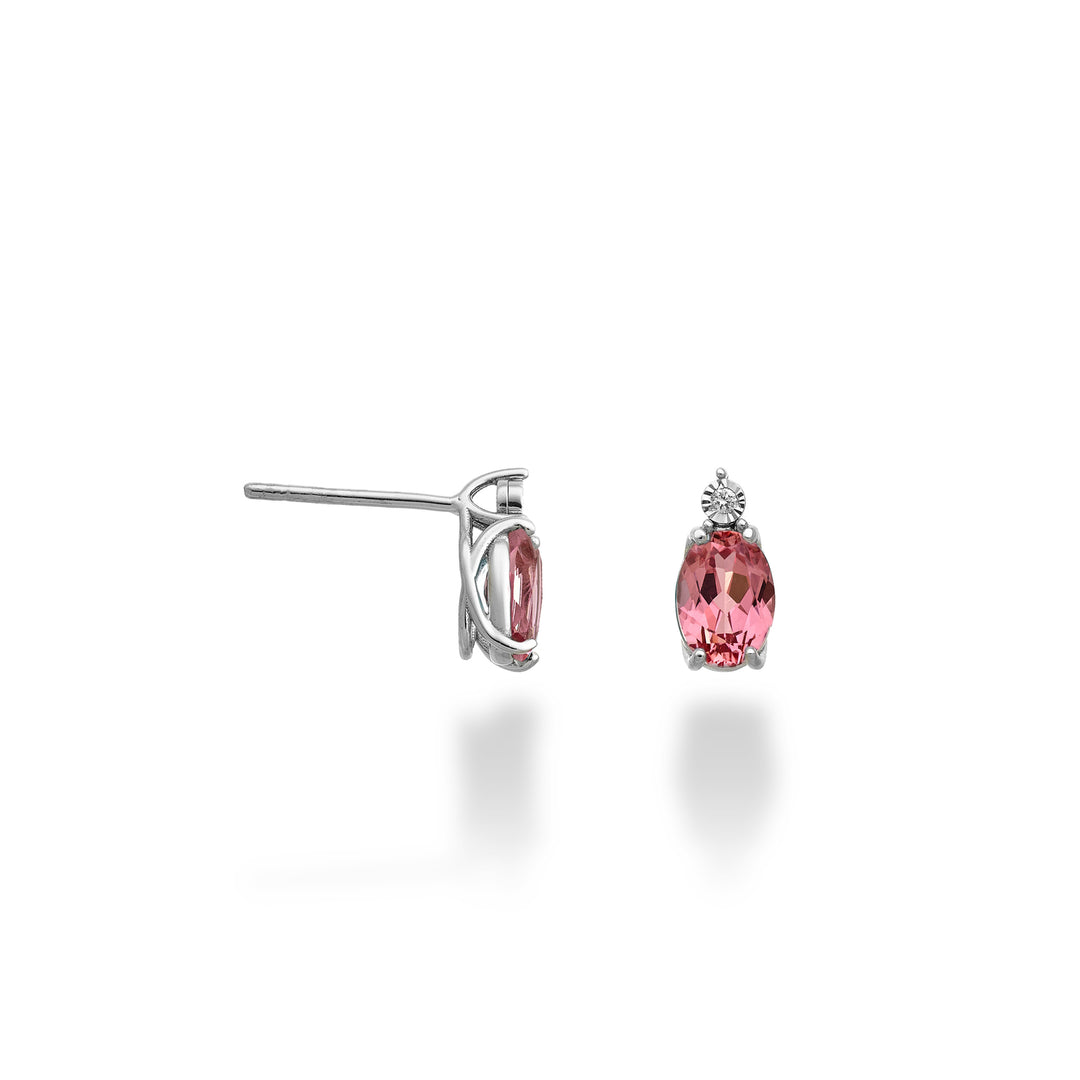 Mikiko oder 18 Karat ovaler rosafarbener Saphir 7x5 mit Diamant MO5176O4ZFRP