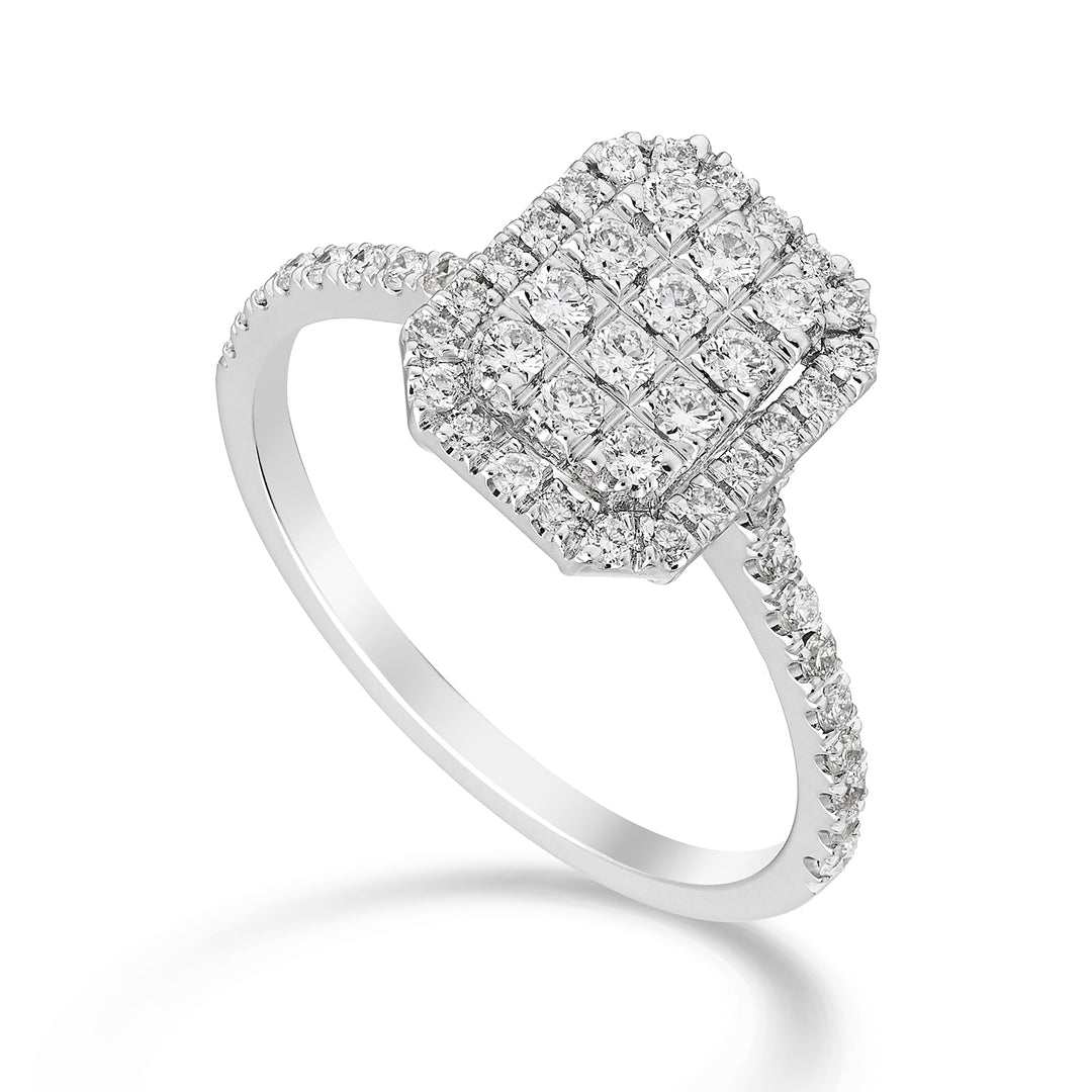 Golay-Ring mit mehreren Steinen, achteckige Form und Schaft, inkl. AMPC001DI-23088110025