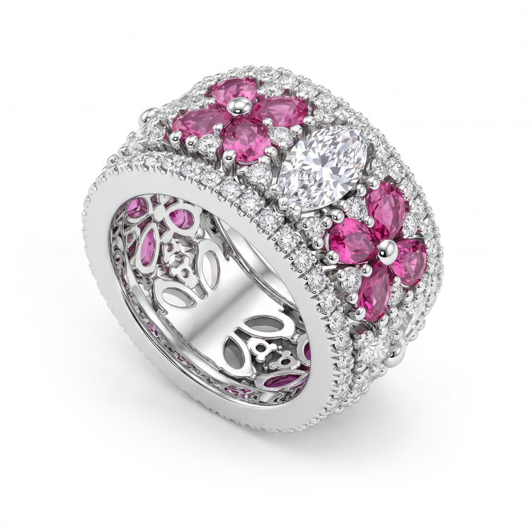 Golay-Bandring mit geformten Diamanten und rosa Saphiren AET016MQDZPV1-26146110068
