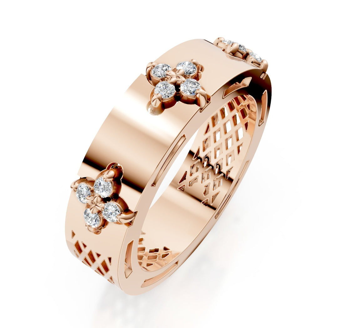 Inel banda semi-rotunda Golay diamante roz lustruit AFFI04DISLR-25036110106