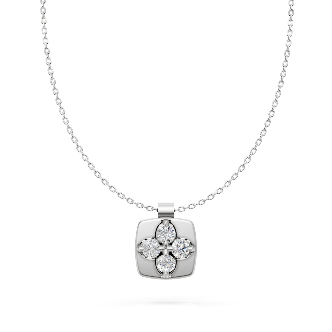 Golay satin blomster halskæde med små hvide diamanter GMPFI01DI74SB-24051110182