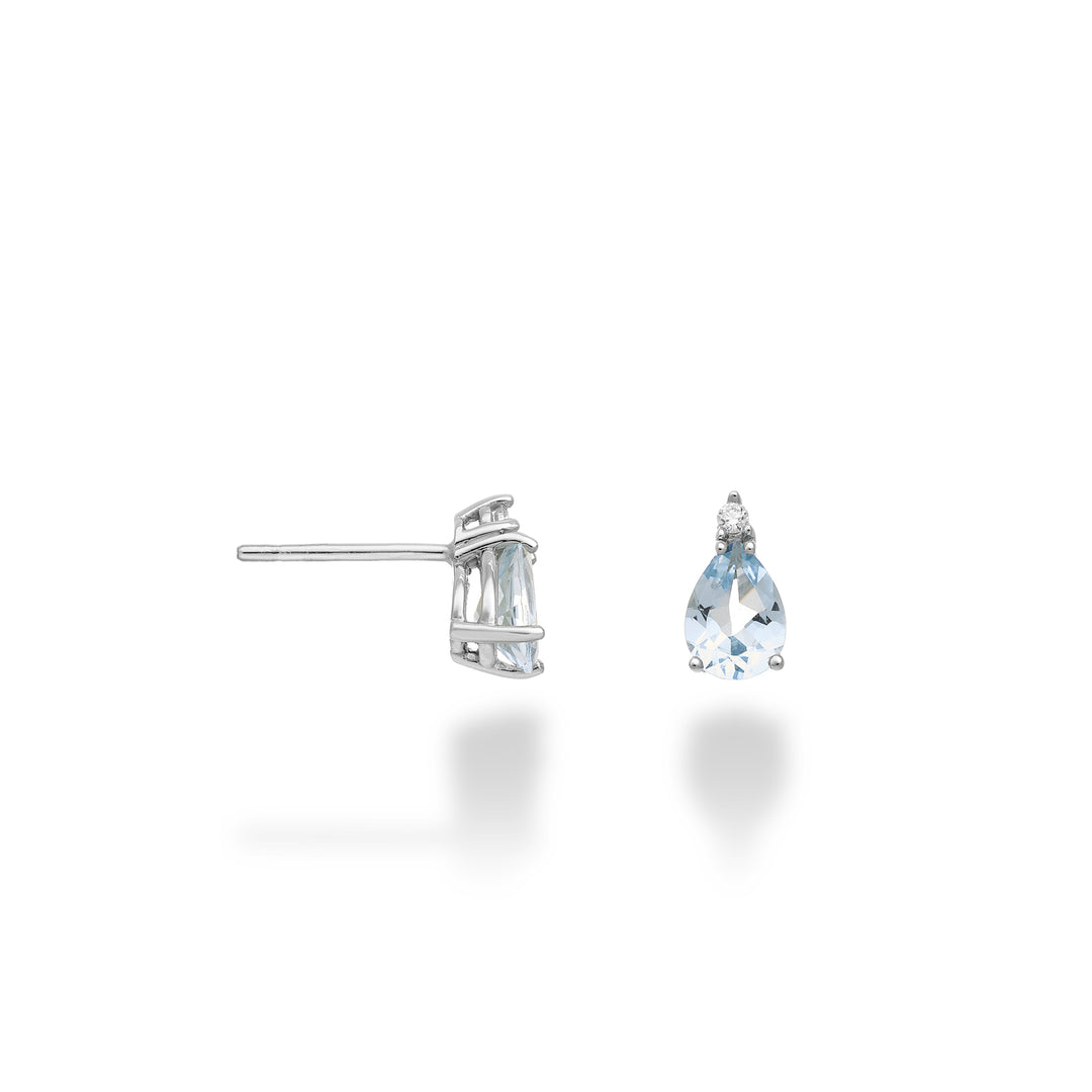 Nihama o 18k aguamarina gota 7x5 y diamante NO5169O4AM