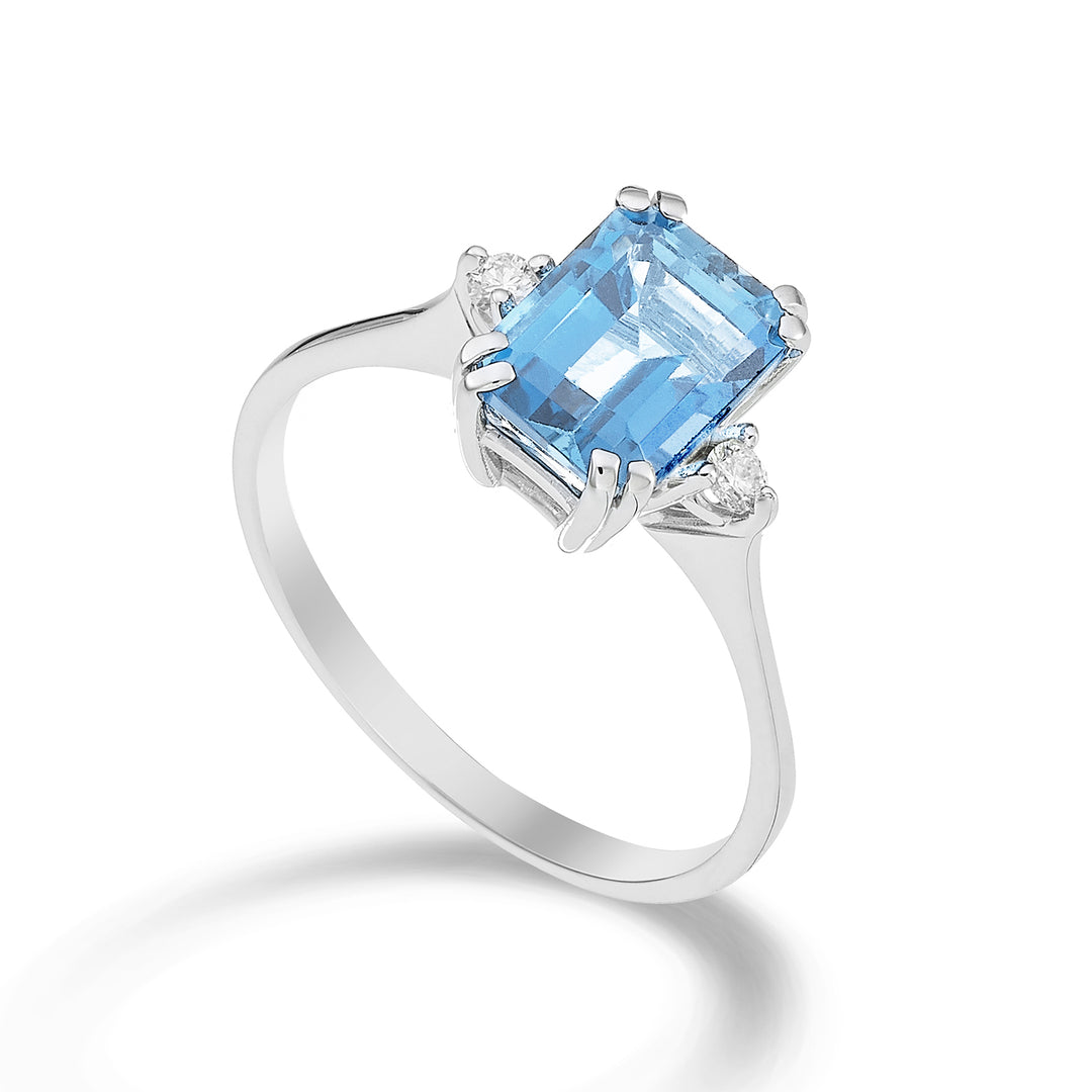 Mikiko an 18k topazio azzurro ottagonale 8x6 ct.2,10 diam. ct.0,06 MACL090DITPAZ3O4