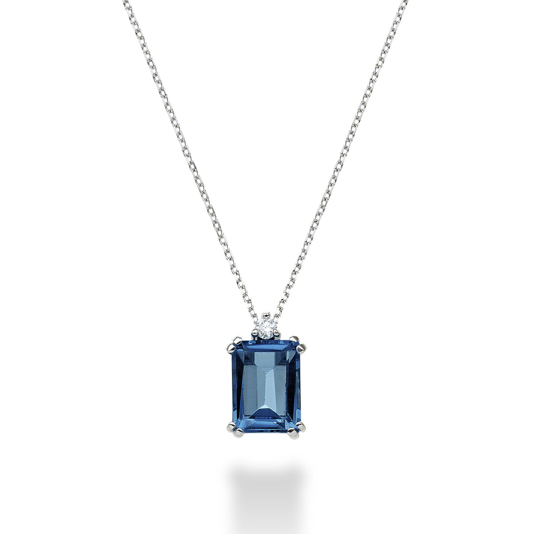 Mikiko cl 18k osmihranný londýnský modrý topaz 8x6 ct.2,65 pr. ct.0,03 MPCL090DITPBL3O4
