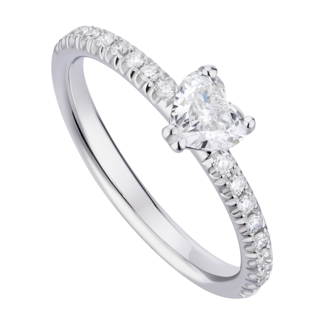 Anel solitário do World Diamond Group com coração 0,25 ct haste embutida ACUC016DI25-19239110013