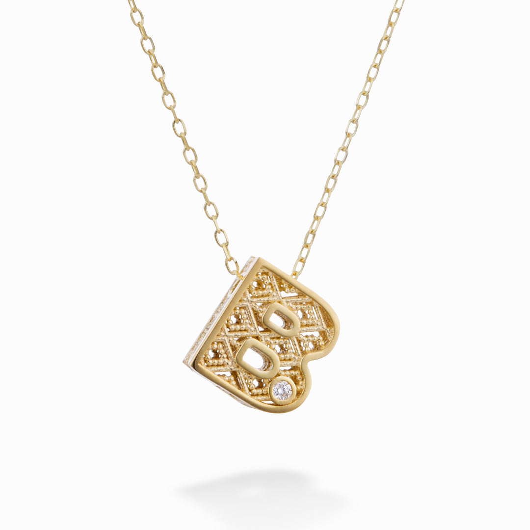 Mikiko cl 18k letter b geelgoud diam. ct.0,01 MDLETBO1