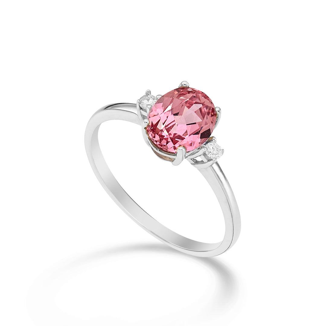 Mikiko an 18k oval pink sapphire 8x6 ct.1,60 diam. ct.0.05 MA5074O4ZFRP