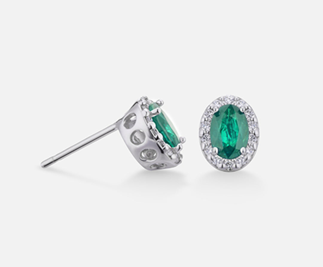 Nihama ή σμαραγδί 18k αρ. οβάλ 6x4 ct.0.84 dia ct.0.18 NO5038O4SMN084
