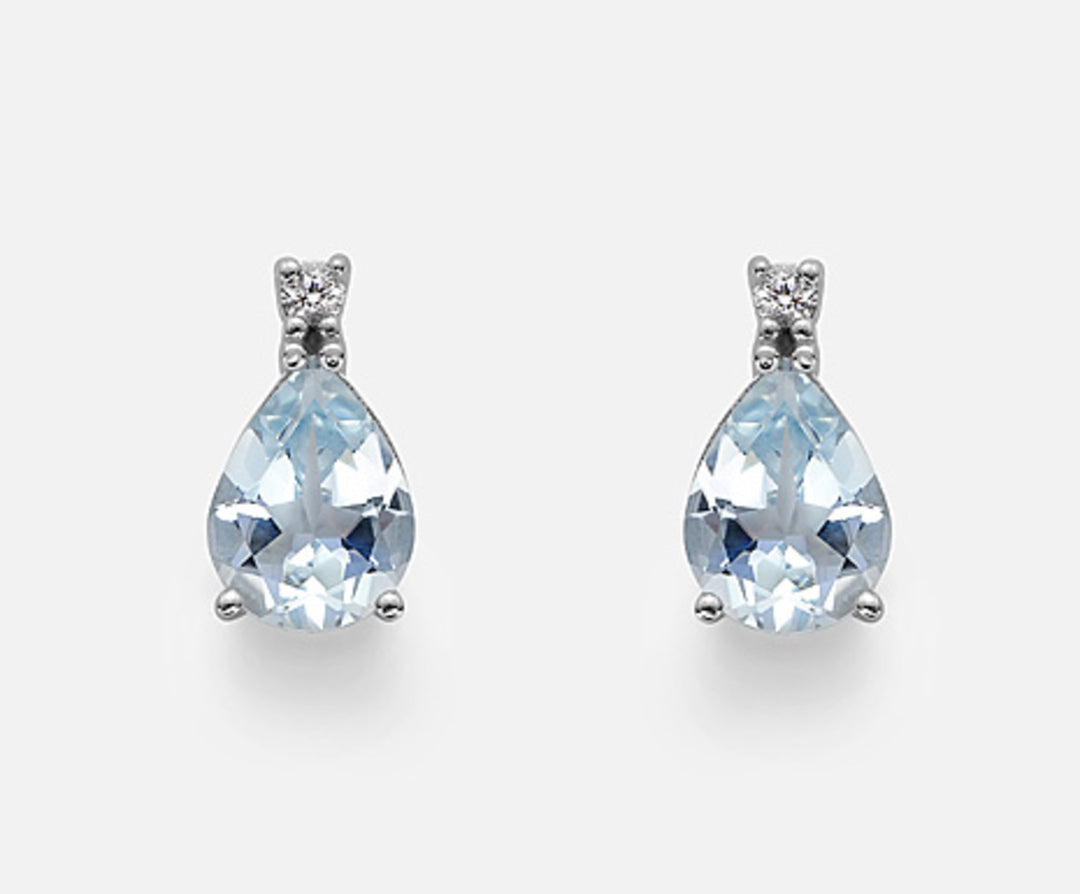 Mikiko eller 18k akvamarin drop 8x6 ct.1,24 diam. 0,05 ct MO5028O4AM
