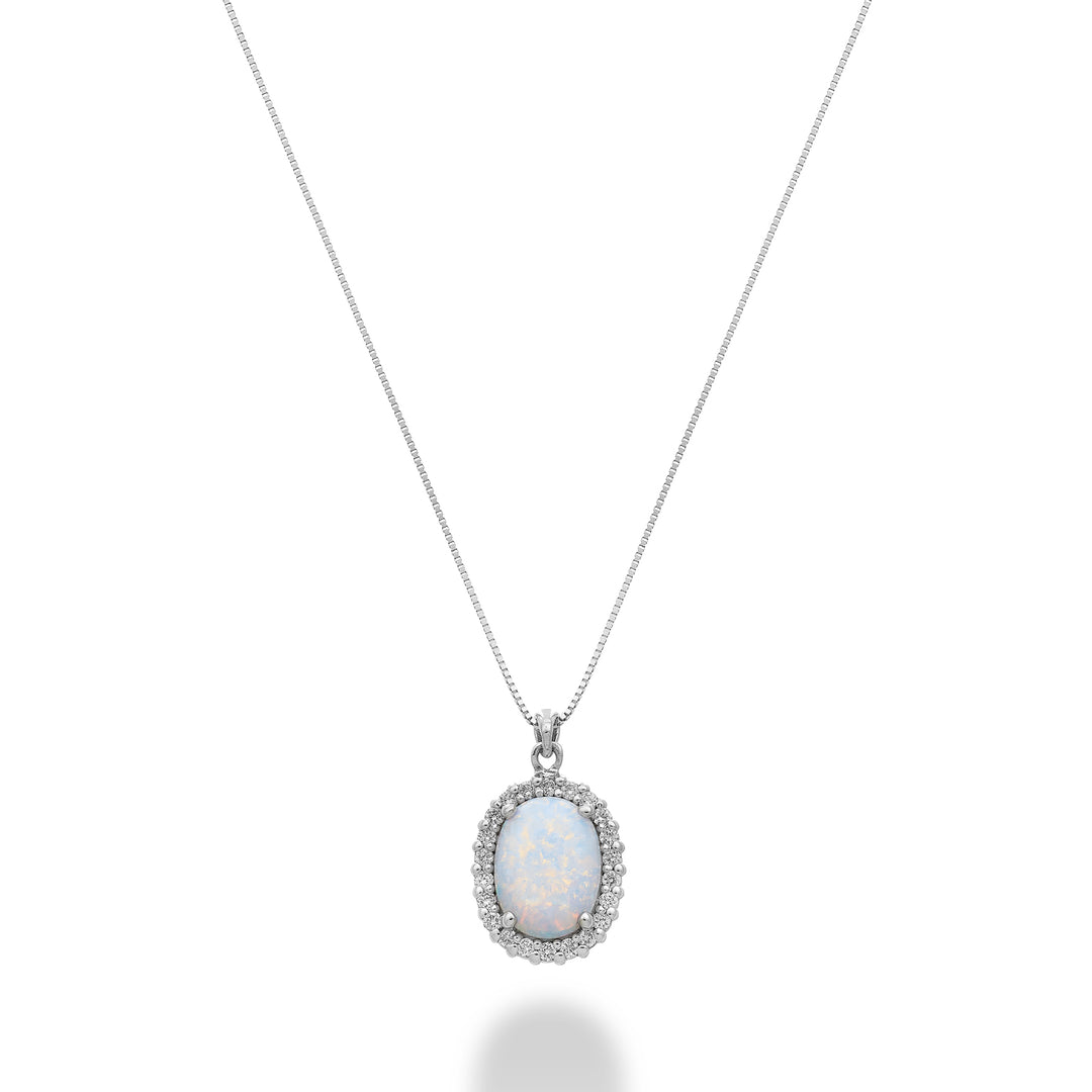 Nihama cl 18k opal cabochon oval 10x8 και περίγραμμα διαμαντιού ND5194O4OP