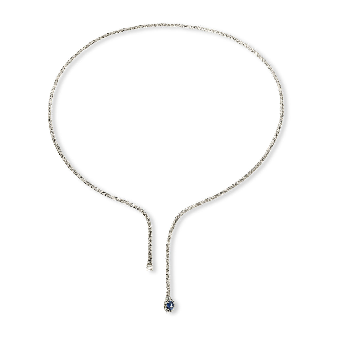 World Diamond Group cl 18k maille saphir naturel ovale 4x3 ct.0,21 diam. Or blanc 0,13 ct GDMAGLIA01DIZFO4