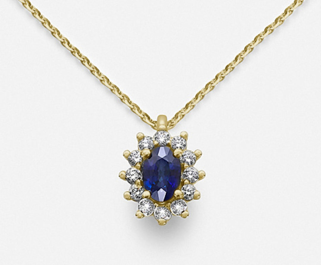 Nihama cl 18k oval safir 6x4 gult guld 0,40 ct diam. 0,23 ct ND5047O1ZFD