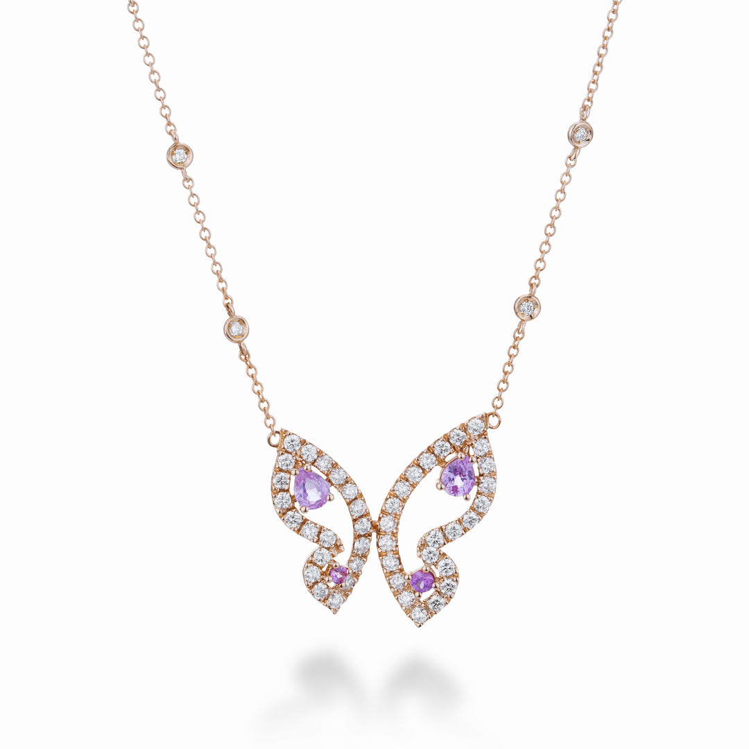 Golay malý mariposa choker s růžovými a diam safíry GFFA009DZP-23059110033