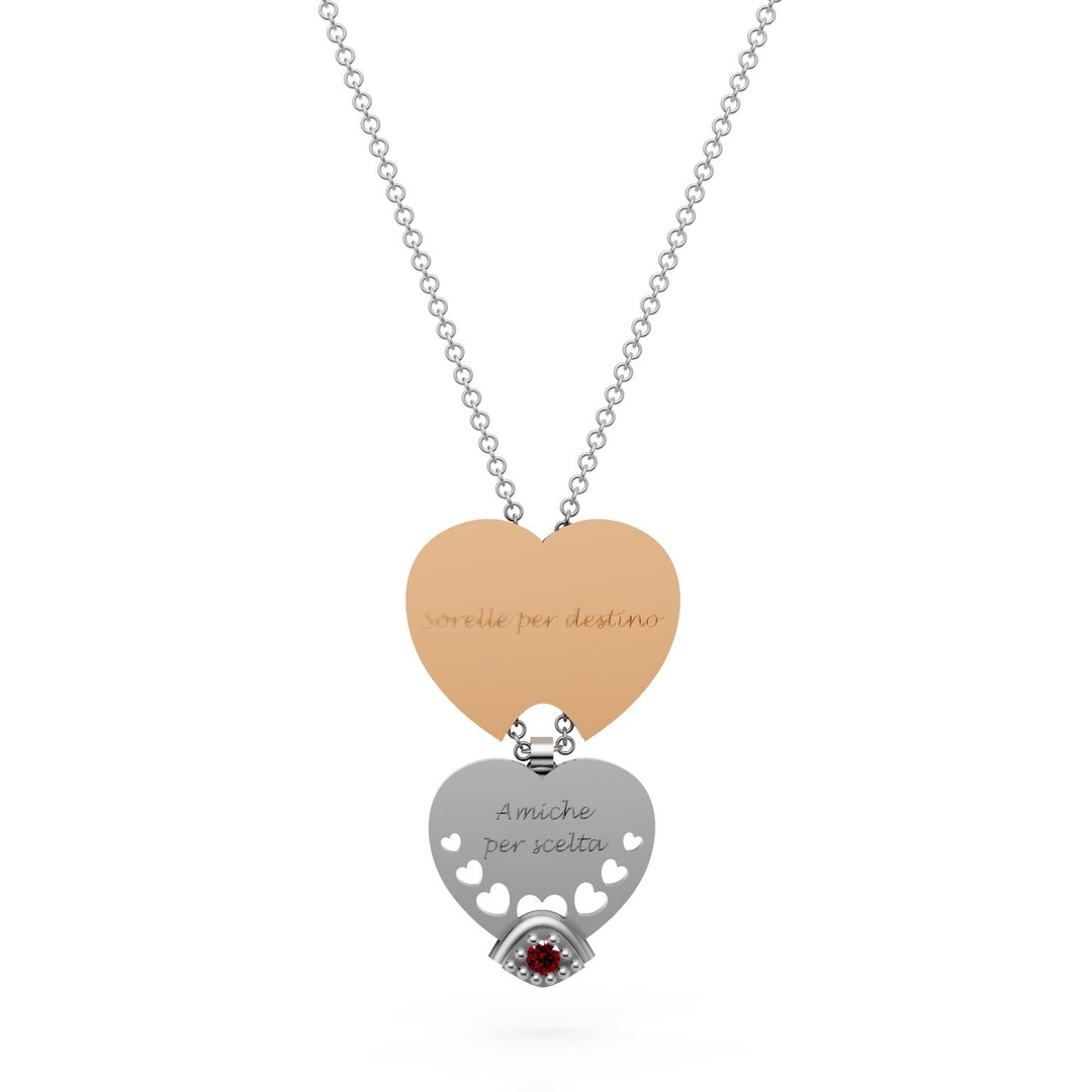 Golay collier pendentif coeur lisse rose blanc tiroir GD683RURB-25162110086