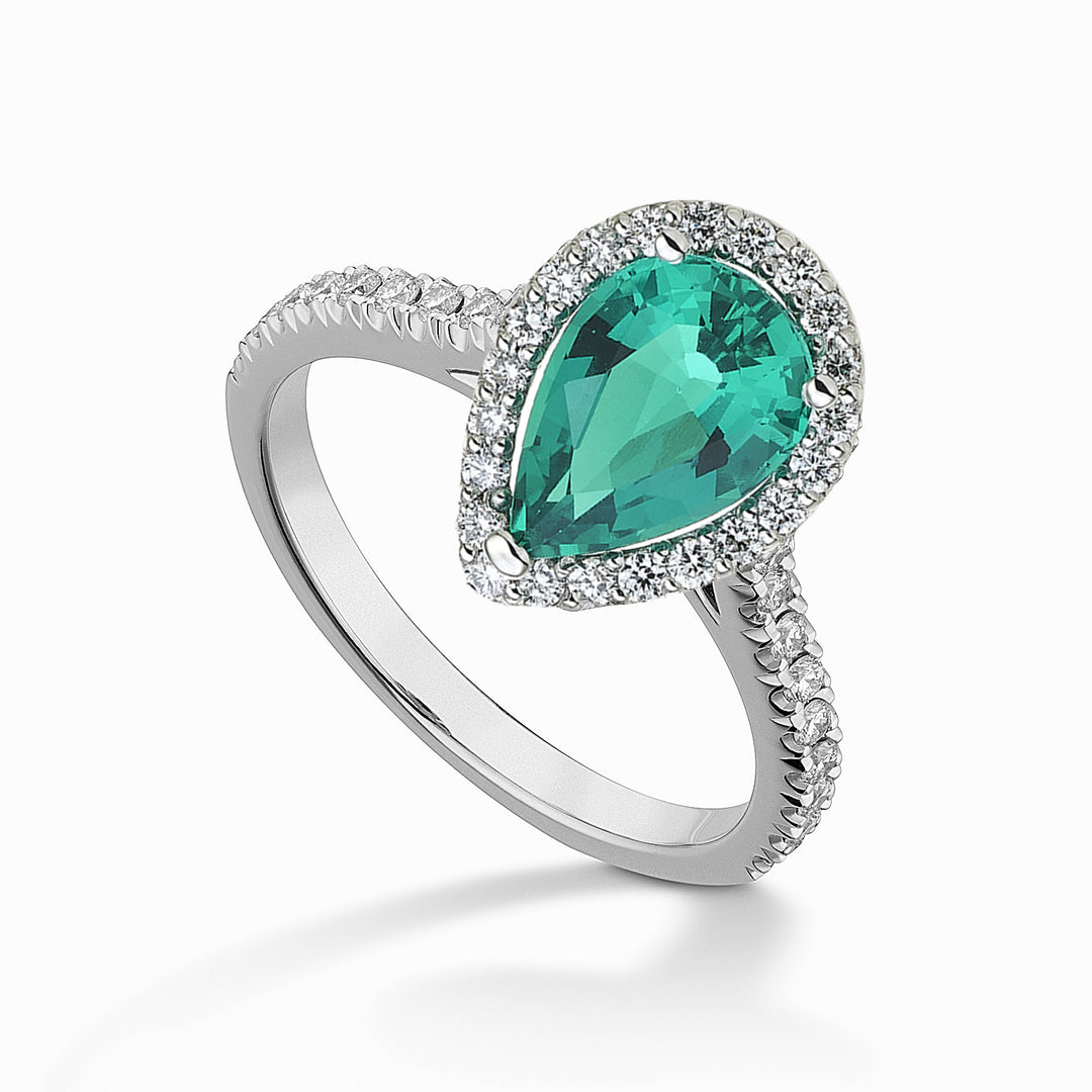 X-Diamond ένα εργαστήριο 18kt g.d. εργαστηριακό σμαραγδί σταγόνα 10x7 ct.1,70 διάμ. ct.0,32 LXDACL100SMGODIO4