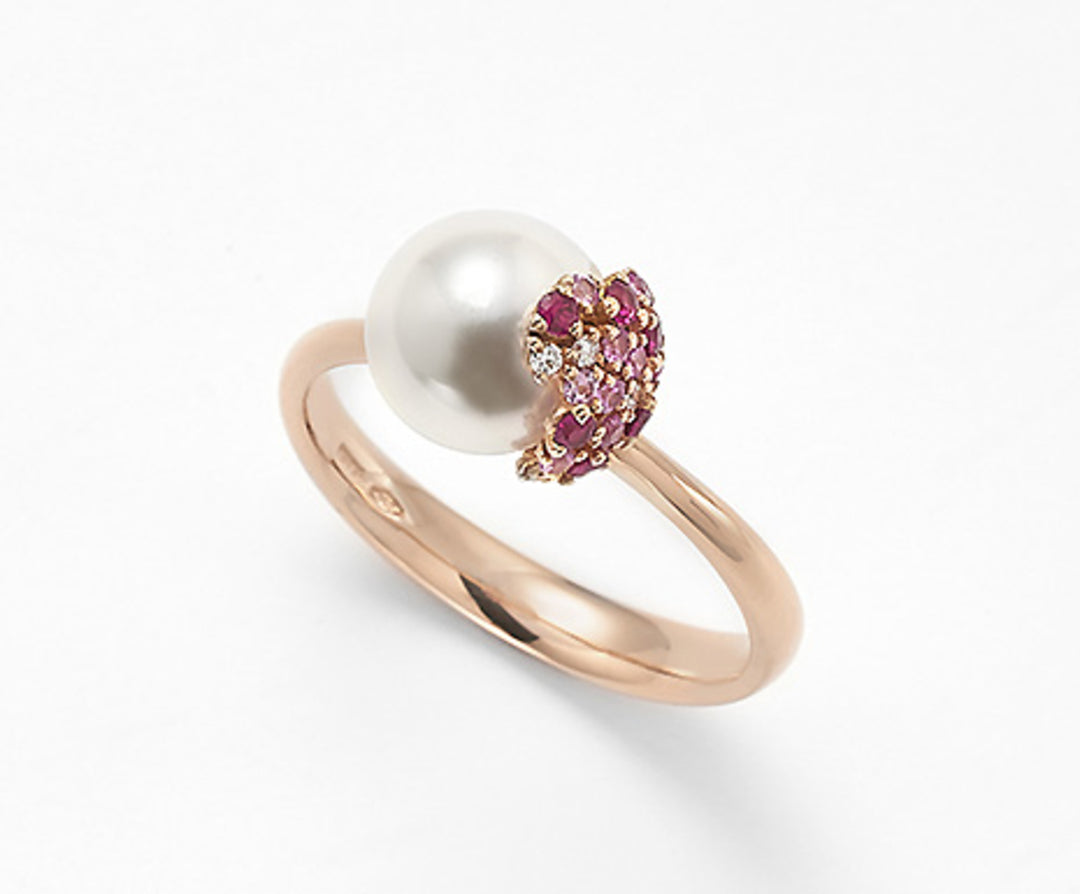 Mikiko 18k ak 8/8.5 ct.0.08 zaff. różowe rubiny 0,14 ct 0,12 ct MA0768O3ABBI080
