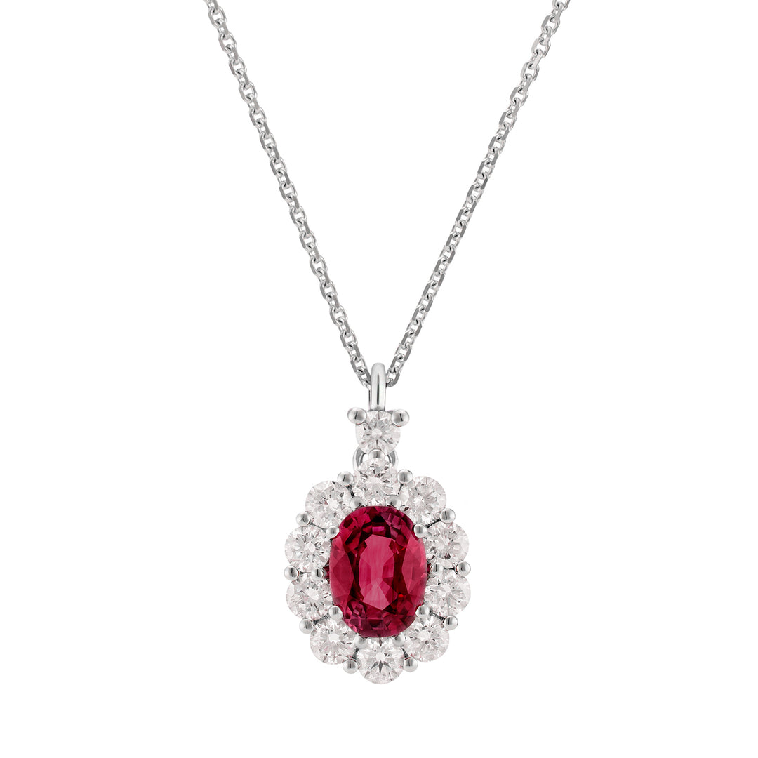 Collier rubis ovale Golay 6x5 et contour diamant PCL043DIRU1-23233110016